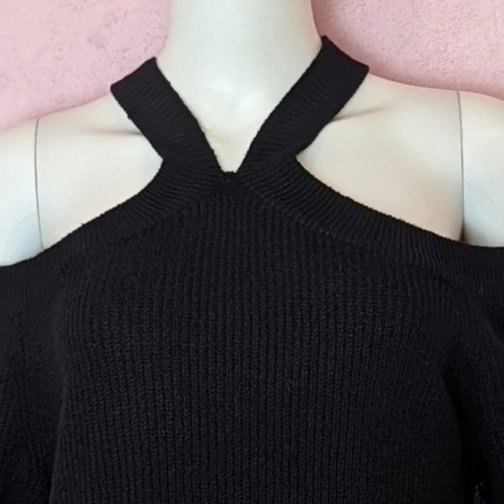 1. State Midnight Garden Cold Shoulder Rich Black Soft Knit Sweater size 1X